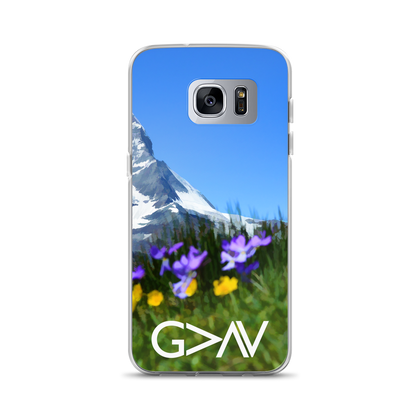 God is Greater than the Highs and Lows (Floral Mountain) Samsung Case