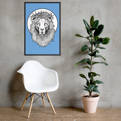 Lion of Nazareth Blue Framed poster