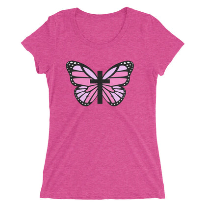 Pink Butterfly Cross Ladies' short sleeve t-shirt