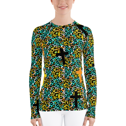 Animal Print Cross Women's Sports Top