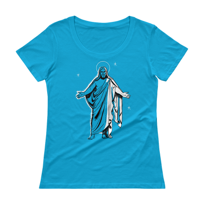 Jesus at night (Simplistic) Ladies' Scoopneck T-Shirt
