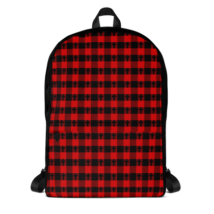 Red and Black Plaid Cross Backpack