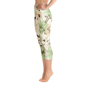 Floral Cross Capri Leggings