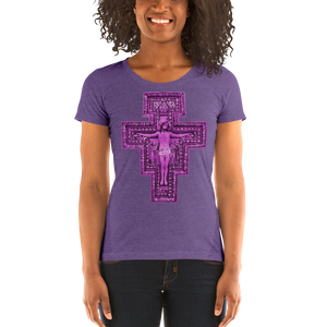 San Damiano Cross (Pink) Ladies' short sleeve t-shirt