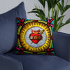 Flaming Heart Mary Pillow